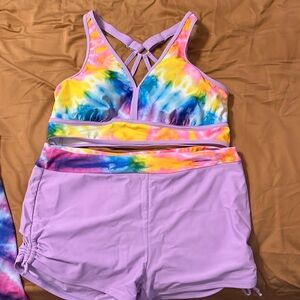 Tie dye 3 piece swim suit size L 12-14